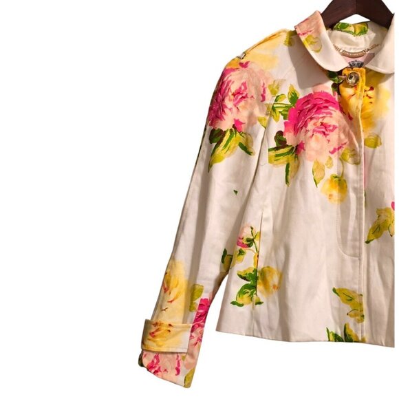 Juicy Couture White Bloomed Print Floral Jacket Sz M - Picture 5 of 15